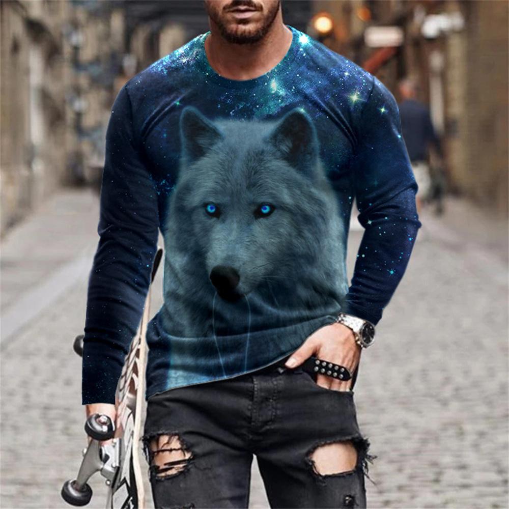 Spring Autumn Long Sleeve T-shirt 3d Printed Animal Pattern Men's O-collar T-shirt Casual Oversized Pullover Fashion Trend Top