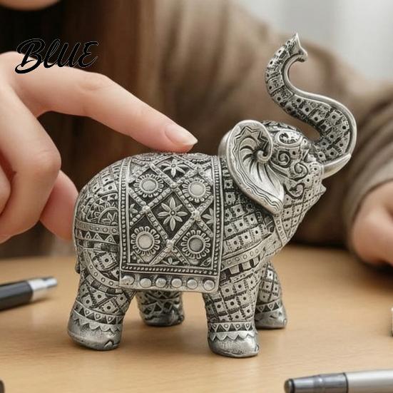 Wealth Prosperity Gift Elephant Figurine Luck Charm Sculpture Versatile Indoor Outdoor Decor for Statue Car Tabletop Entryway Living Room