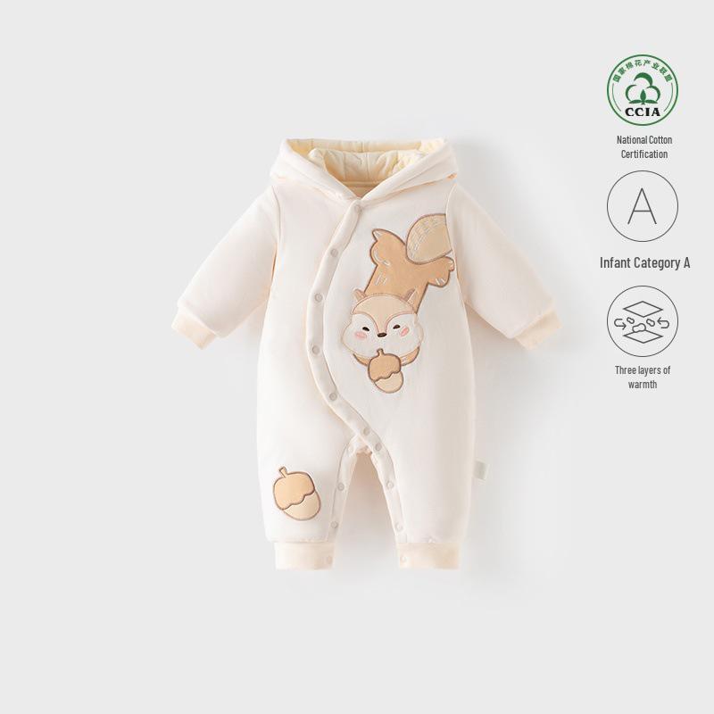 Dicker gesteppter Baumwoll-Kapuzen-Neugeborenen-Body für Jungen & Mädchen