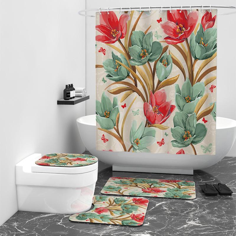 Oil Painting Digital Printing Shower Curtain Bathroom Blocking Waterproof Curtain