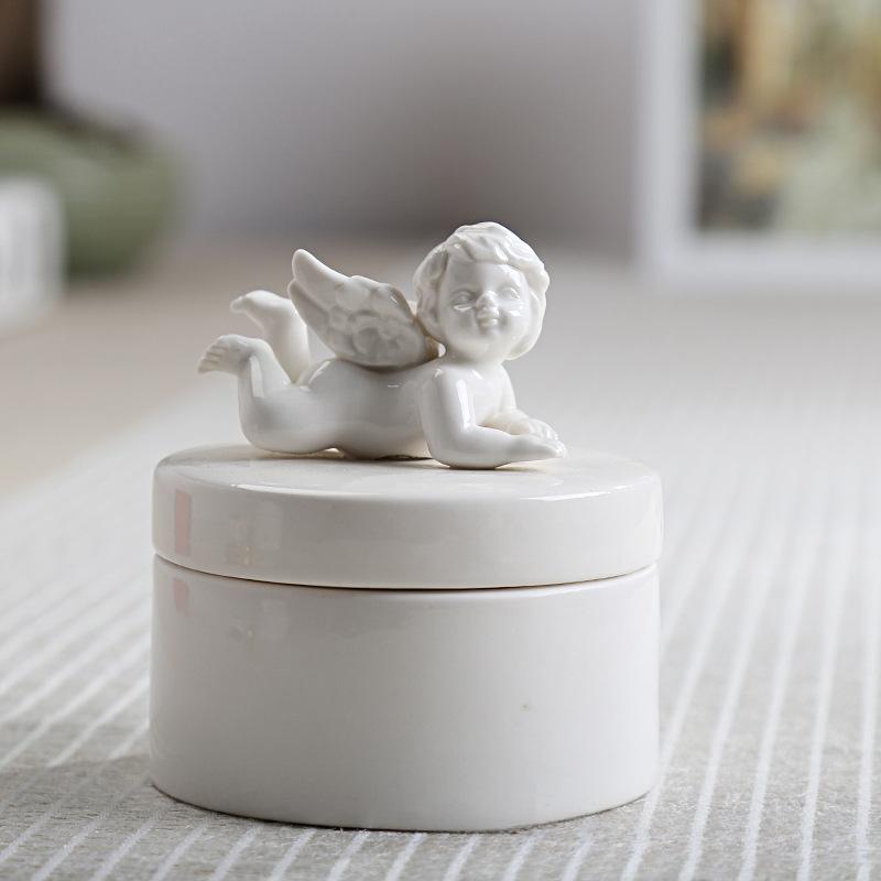 Ceramiche Europee Scatola Portagioie Angelo Regalo di Matrimonio Scatole Portaoggetti Artigianato Creativo con Regali Fatti a Mano Organizzatore di Gioielli Decorazione per la Casa