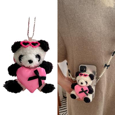 Mini Plush Panda Keychain Cute Pendant Keyring Ornament Phone Decoration Back Clip Backpack Handbag Charm for Girls Boys