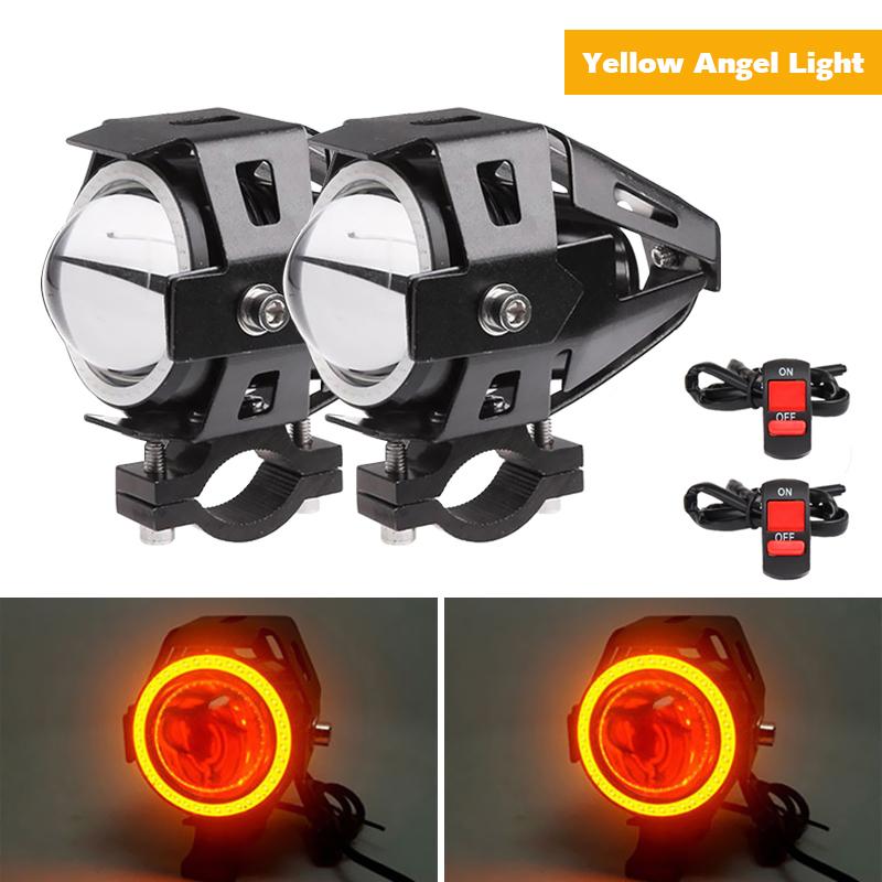 U7 LED Motorcycle Headlight Angel Eyes Spotlight Headlamp Super Bright Fog Lights Spotlights U7 Mini Moto Auxiliary Driving Lamp