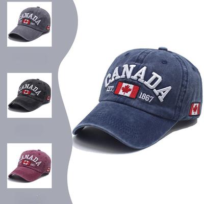 Spring and Summer Black Casual Hat Washing Hat Men Canadian Flag Baseball Hat Youth Fashion Sun Hat
