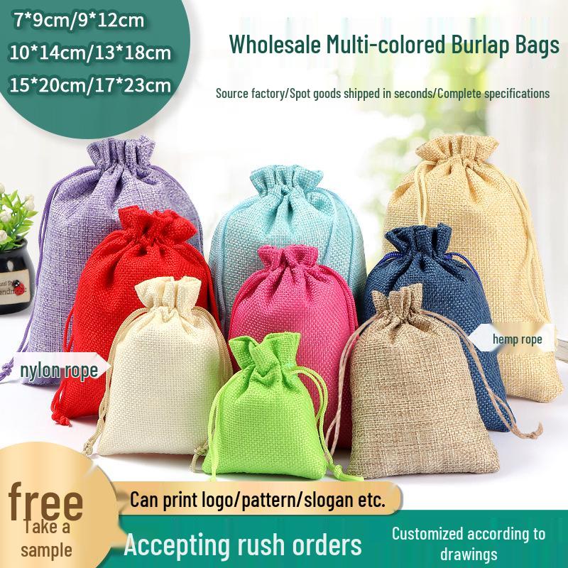 Drawstring Linen Jewelry Gift Bag - Composite Linen Storage Bag Available