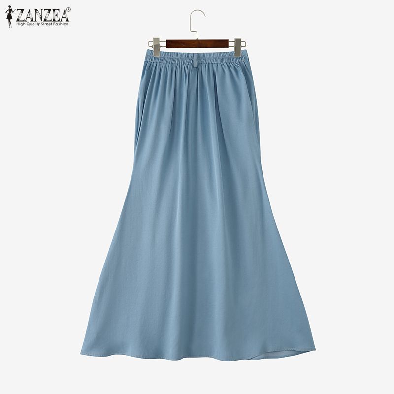 ZANZEA Womens Elegant Casual Multi-Layer Ruffled Fishtail Long Skirt