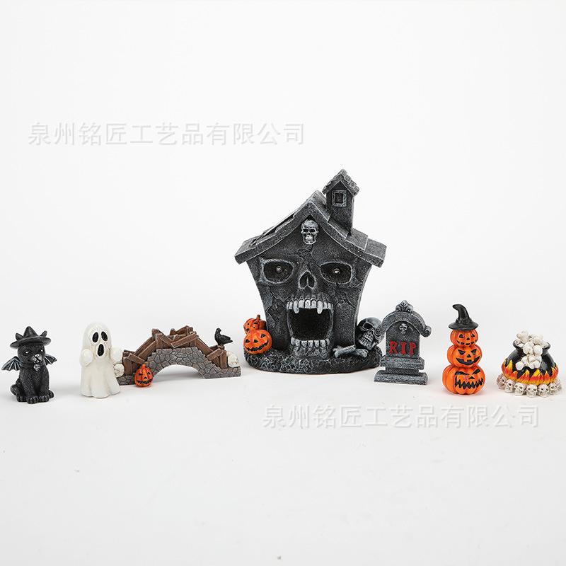 Halloween Spukhaus Solarlicht Harz Ornament Spukfest Geheimer Raum Horror A Piao Arrangement Requisiten Atmosphärische Ornamente