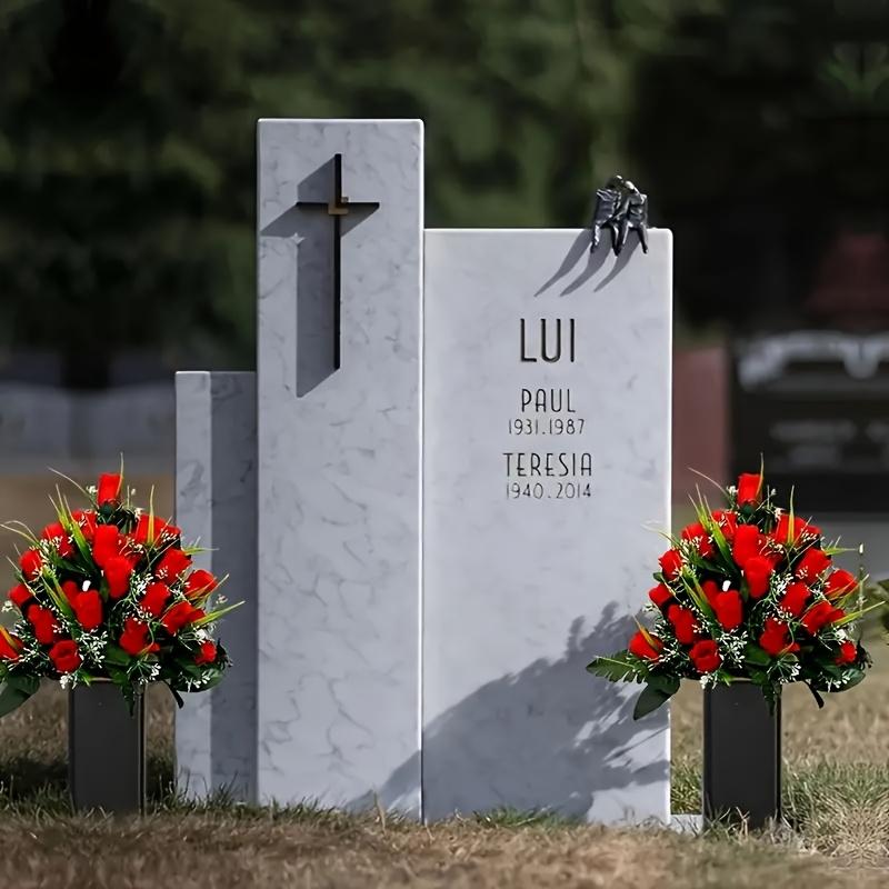 24 Artificial Cemetery Commemorative Roses Plastic Outdoor Cemetery Mourning Gifts Holiday Decoration Suitable Thanksgiving