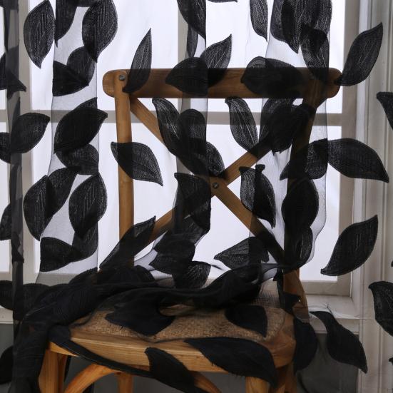 2ks Listový tyl Dveře Okno Závěsový panel Průsvitný šátek Ložnice drapérie