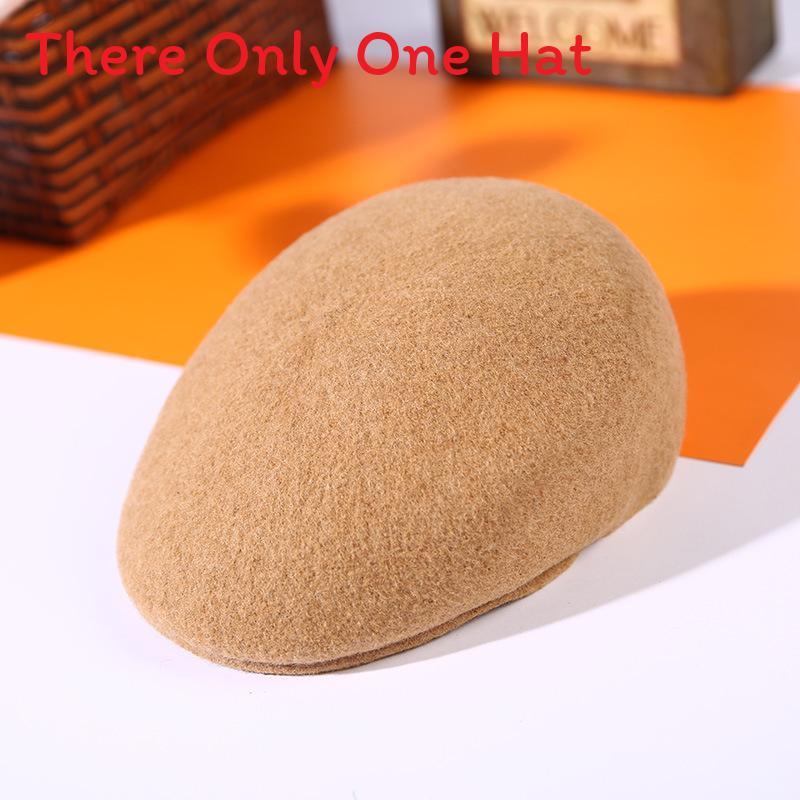 Wool Felt Beret With Short Brim For Autumn Winter Men And Women