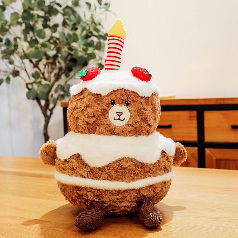 Bear Cake Plush Toy Stuffed Doll Throw Pillow Cartoon Decorative Kids Gifts