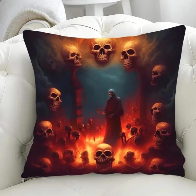 Luxury Home Decor Pillow Cover Hell Reaper Style Pattern Cushion Cover Sofa Office Cushion Cover