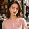 Ginkgo Leaf Brooch Pin for Women, Rhinestones Inlaid Lapel Pin, Brooch Versatile Accessory for Sweaters Collars Hats Bags Coats Scarves