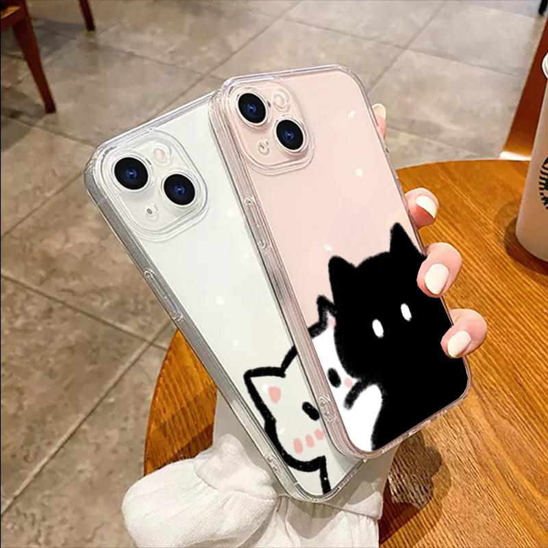 Funny Black Cat Couple Case For Redmi A5 A3 A2 A1 15C 14C 13C 13 12 12C 10C 9C 9A 10 9 Soft Cute Silicone Transparent Cover