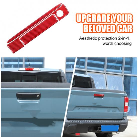 Red Carbon Rear Truck Tailgate Door Handle Trim Sticker For Ford Maverick +