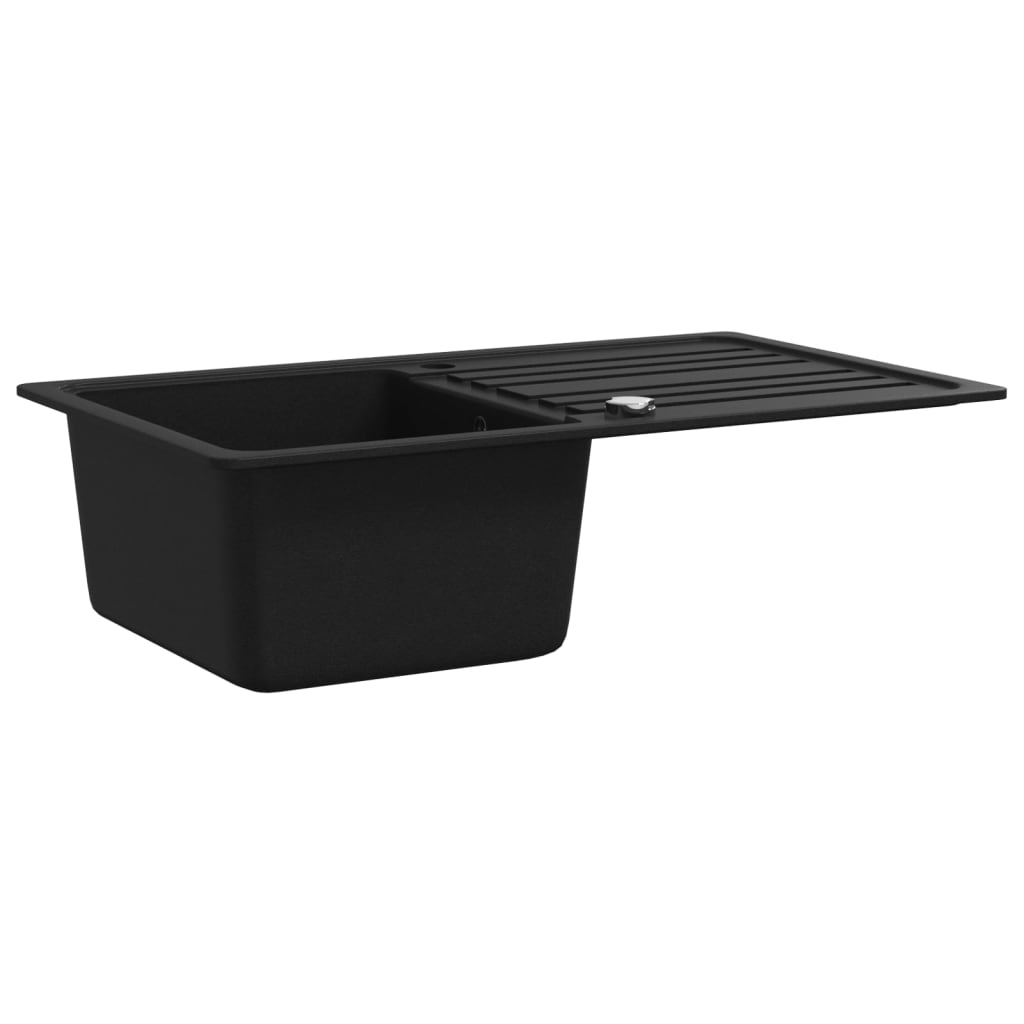 Granite Sink with Reversible Draining Area Black