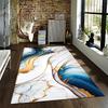 Marble Texture Carpet with Gold and Blue Abstract Art Design Suitable for Use As an Anti-slip for Living Room Bedroom Sofas