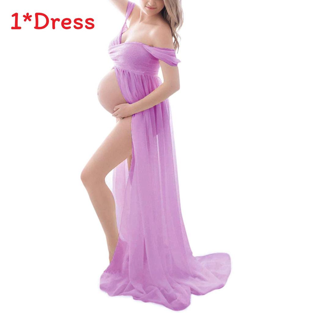 Basic Maternity Dress With Chiffon Fabric For Photoshoot And Summer Wear