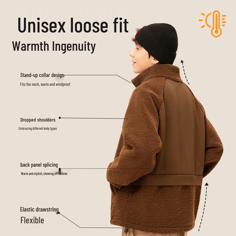 MINISO Men's Thickened Stand-Collar Fleece Jacket