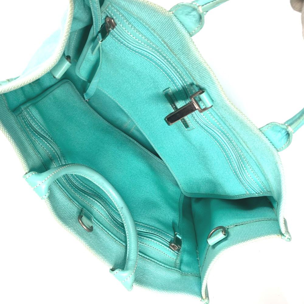 TIFFANY&Co. Hand Bag Jitney 2WAY Bag Shoulder Bag Crossbody Tote Bag Canvas blue