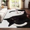 Black and White Cat Creative Pattern Mats, Area Carpet Living Room Bedroom Soft Carpet Entry Door Interior Decor Carpet Foot Mat