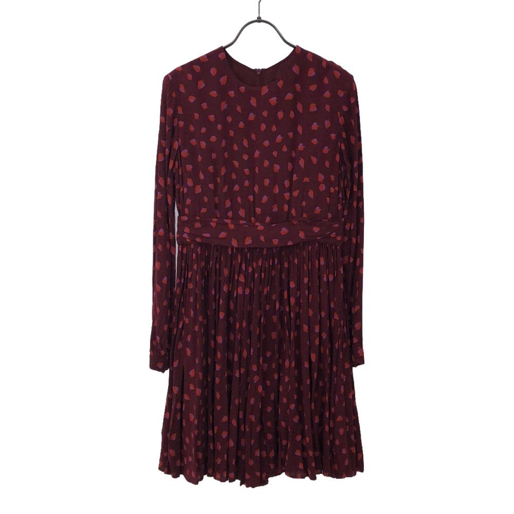 

KAREN WALKER Leaf Pattern Long sleeve Knee-length dress 2 Red series Women Used