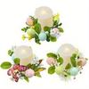 1Pc Simulation Christmas Candlestick Egg Vine Rose Leaf Decoration Green Plants, Artificial Flowers and Dried Flowers