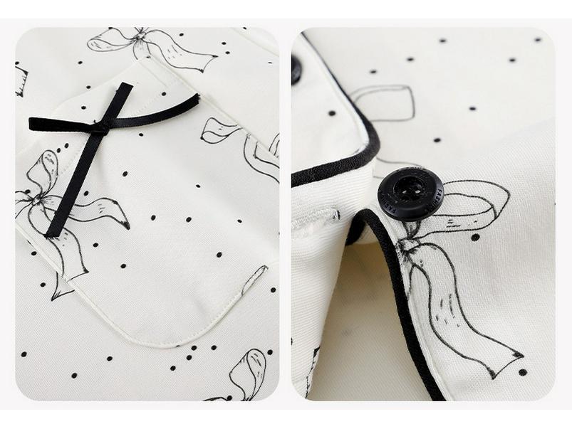 Women's Pure Cotton Long Sleeve Pajama Set - Casual Two-Piece with Simple Print for Home or Outwear