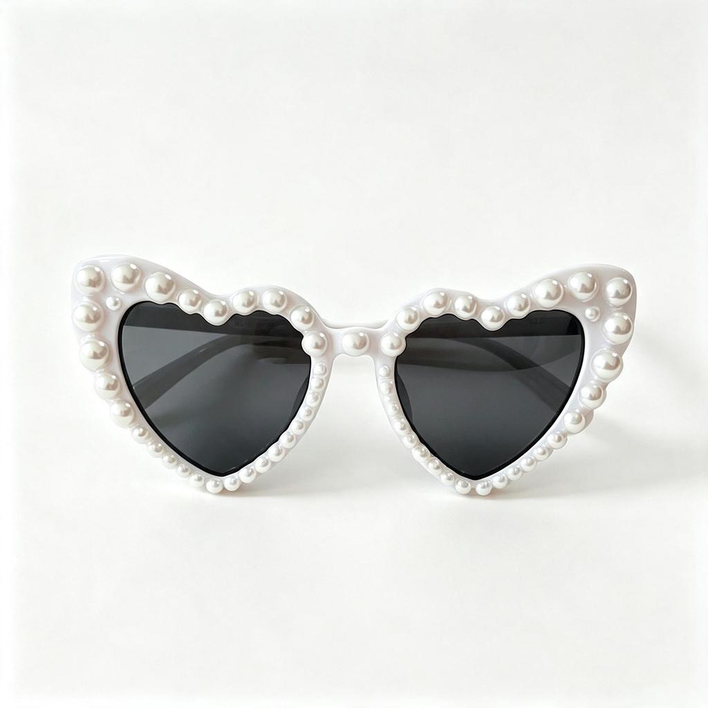 Elegant Heart-Shaped Pearl Sunglasses for Women - European & American Fashion