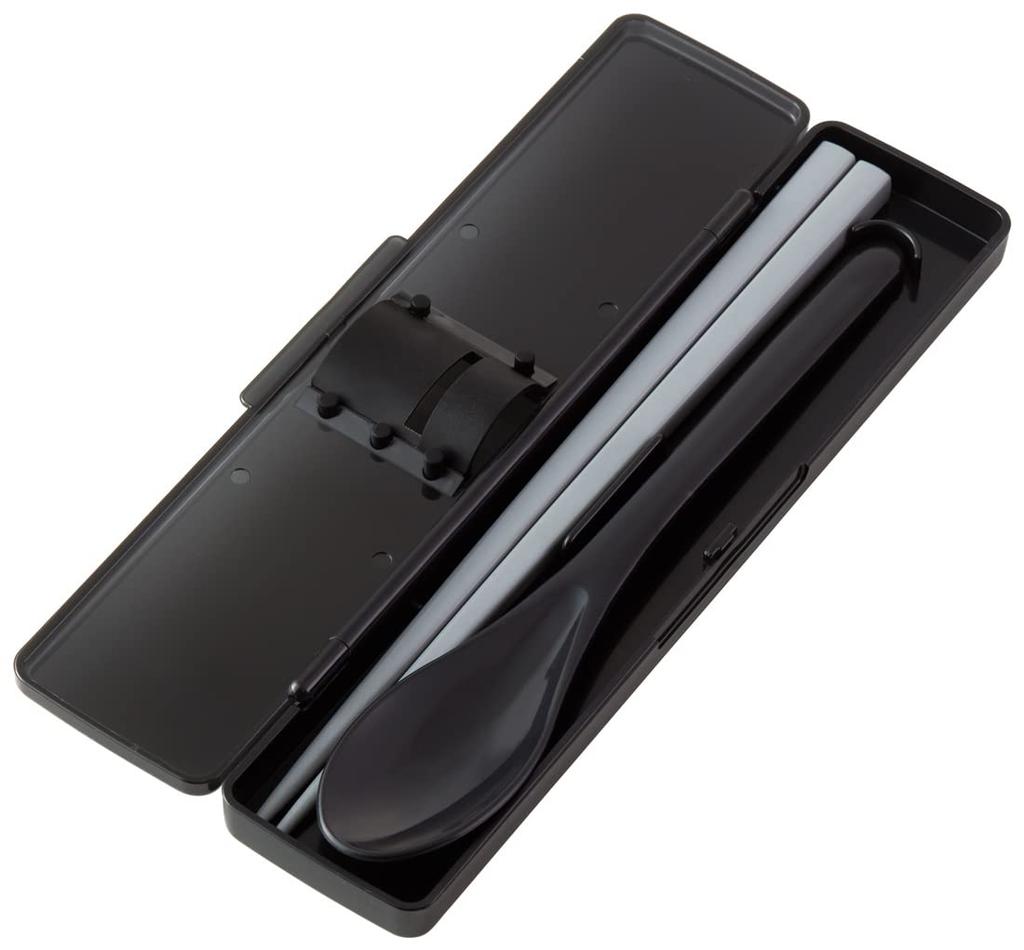Skater Combo Antibacterial Chopsticks and Rich Set, Spoon, 21cm, Black, CCS45SAAG-A