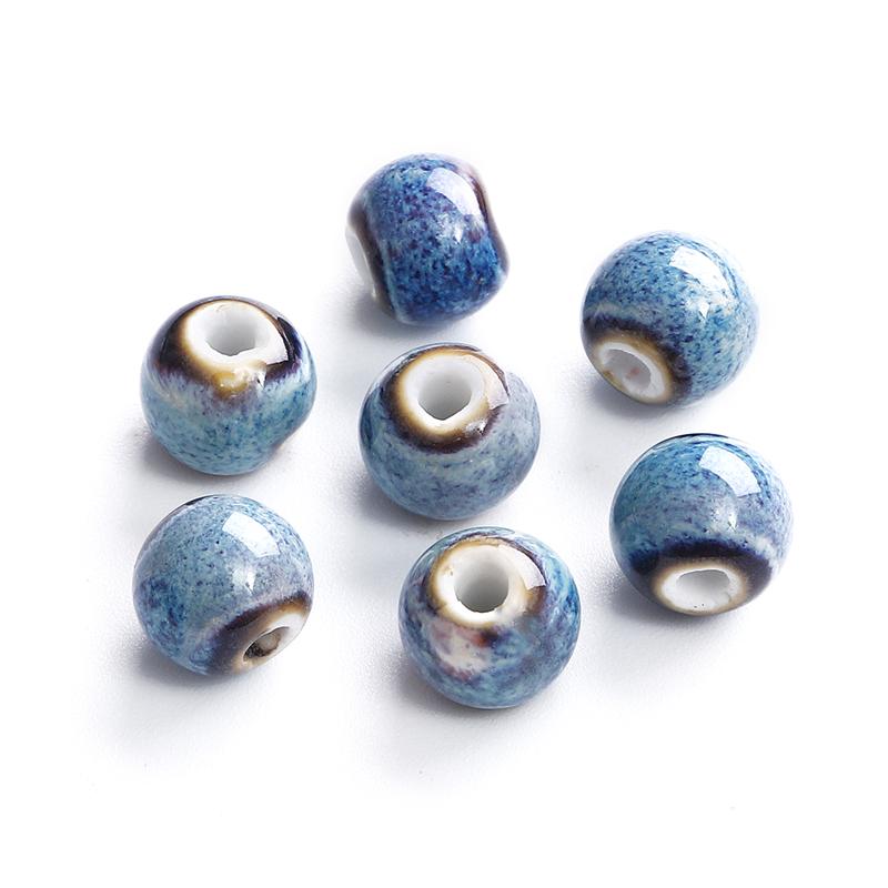 20 Stück 10 mm Blumenglasur-Porzellanperlen, runde Spacer-Keramikperlen für Schmuckherstellung, DIY-Charms, Armbänder, Halsketten, Basteln
