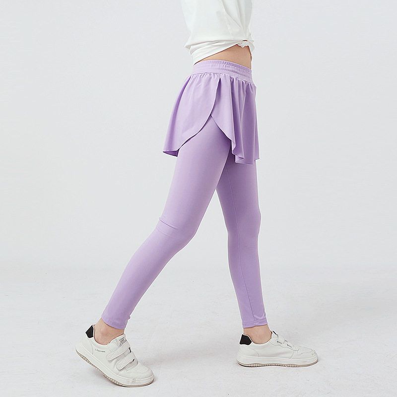 Children's Clothing Summer Girl Sports Culottes Children's Quick-Drying Pure Color Leggings Kids Yoga Pants Skirt Mid Waist Pants