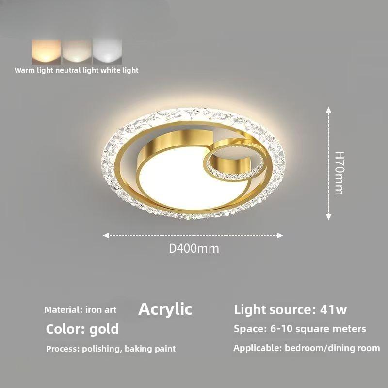 Moderne Runde LED Bescheidene Deckenleuchten für Schlafzimmer Küche Goldene Kristall-Kronleuchter Arbeitszimmer Badezimmer Deckenleuchter