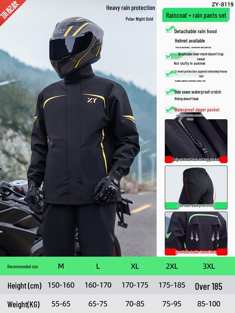 Qi An Ga Mian Adult Reflective Waterproof Cycling Raincoat and Pants Set