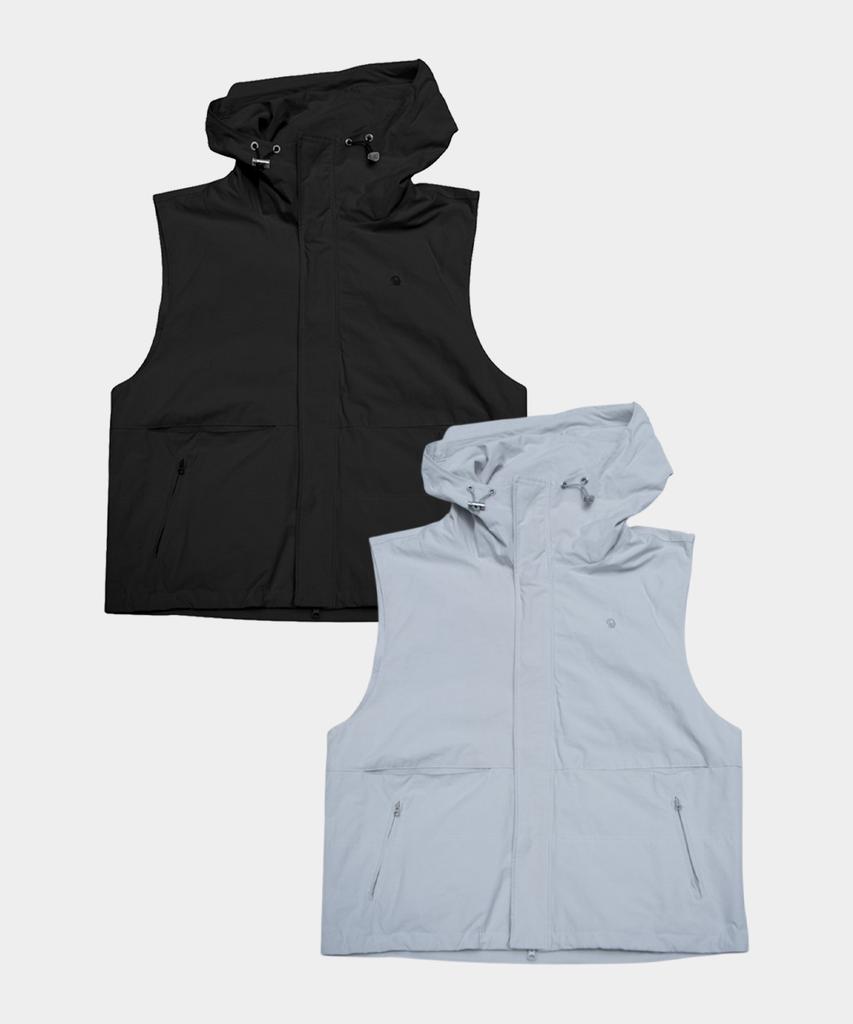 SOMEPLACE MAN Hooded Multi-Pocket Oversized Nylon Windbreaker Daily Vest_2 Colors