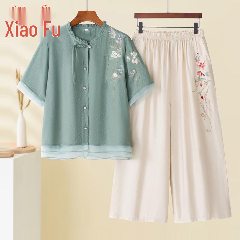 

Xiaofu 2025 Summer Short-Sleeved Chinese Style Set XL