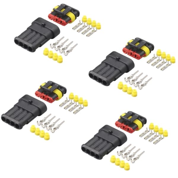 

[Set of 4] AU129 4 Pole Waterproof Coupler, 4 Pin Wiring Connector, For Cars,