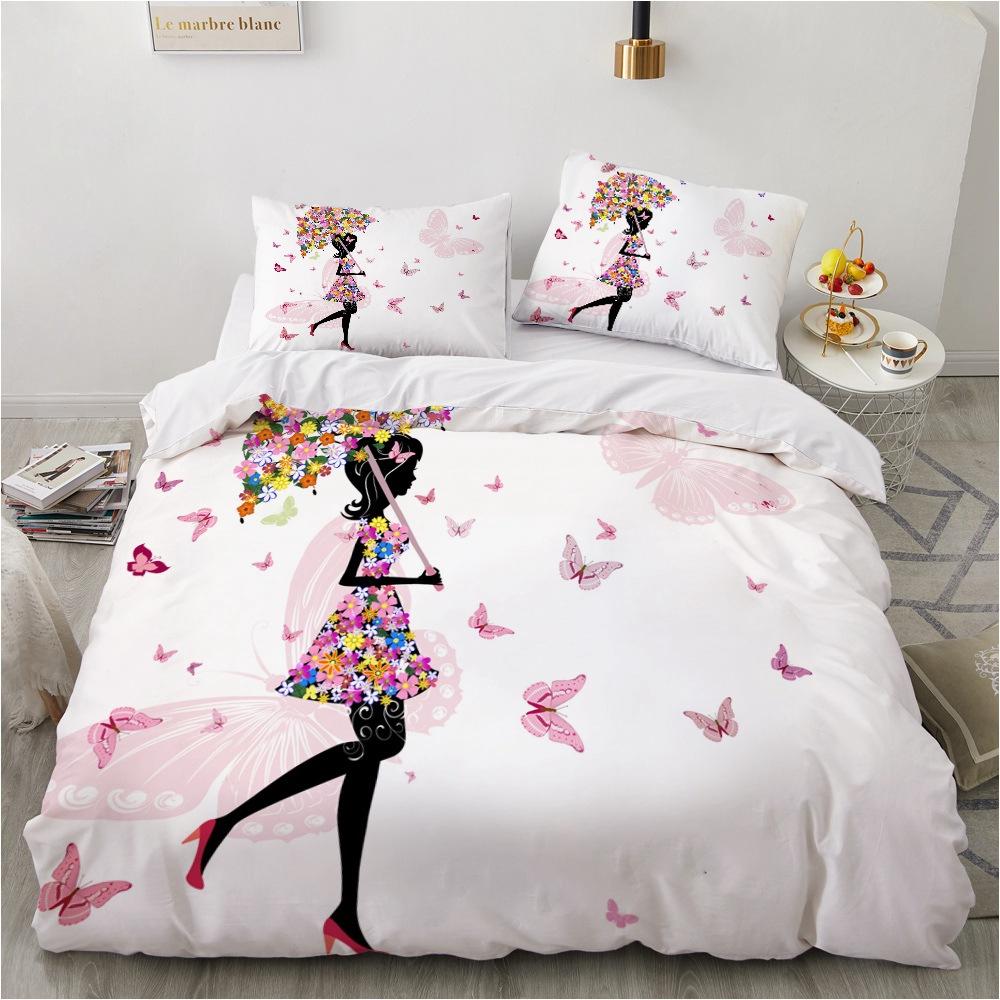 2/3pcs Bedding Set Digital Print Comfortable Duvet Cover for Home Bedroom Decoration, 1 Duvet Cover and 2pillowcase with Zippers