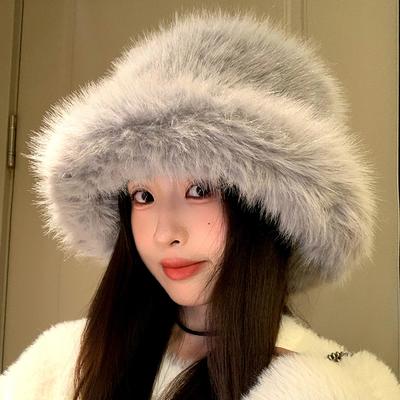 Koreanische Kunstpelz-Samtmütze für Frauen Winter dicke Zehenkappe Ohrenschutz Beckenmütze japanische warme Mützen