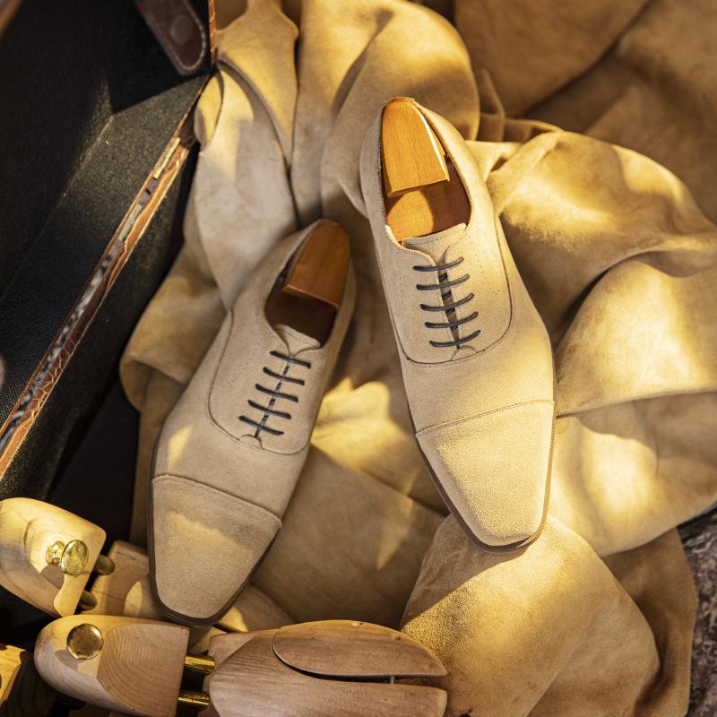 Luxury Cowhide Suede Man Dress Shoes Genuine Leather Handmade Quality Comfortable British Trend Elegant Wedding Dress Shoes Men