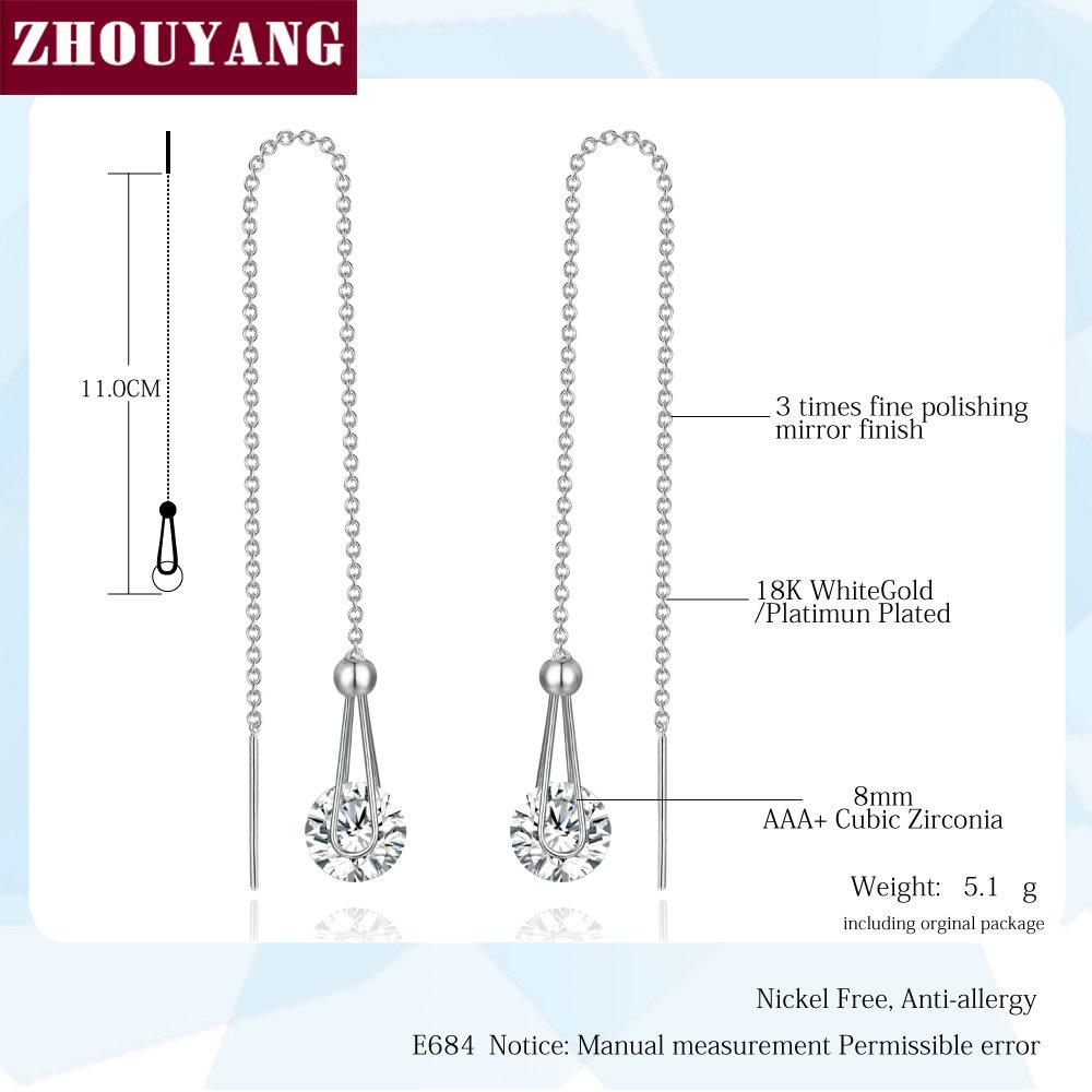 ZHOUYANG Chain Earring For Women Simple Style None Stone Rose Gold Color Ear Line Fashion Jewelry ZYE236 ZYE237