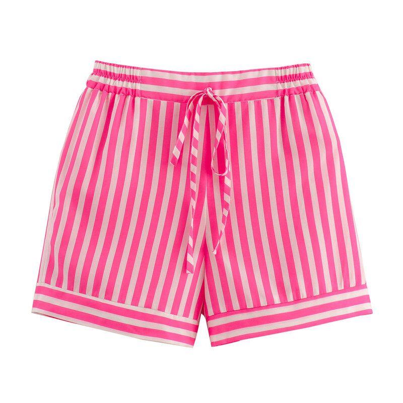 

Fashion Style 2024 New Fall Women s Clothing Stylish Loose All-Matching Striped Pocket Shirt Mid Waist Shorts Shorts L