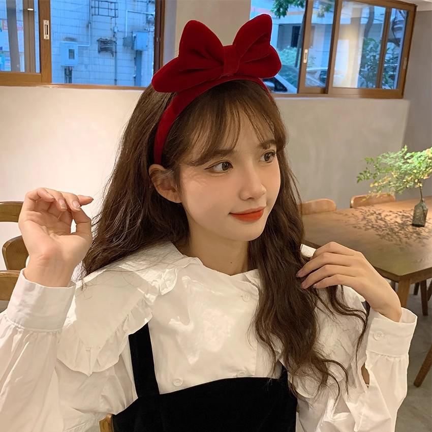 Damen Samt Rotes Schleifen Stirnband: Neujahr & Weihnachten 2024