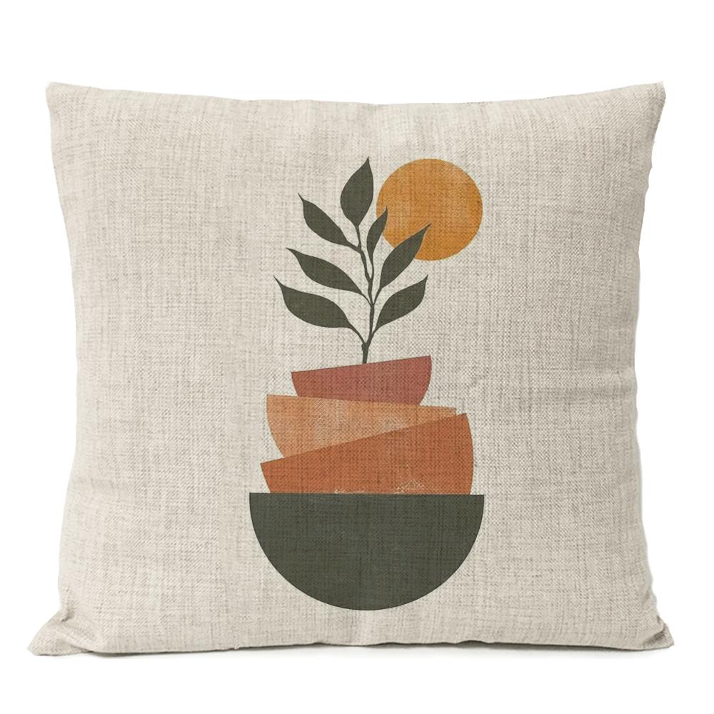Home Decorative Geometric Bohemia Tropical Linen Pillow Cover Boho Plant Throw Pillow Art Cushion Decoration Sofa Pillowcase