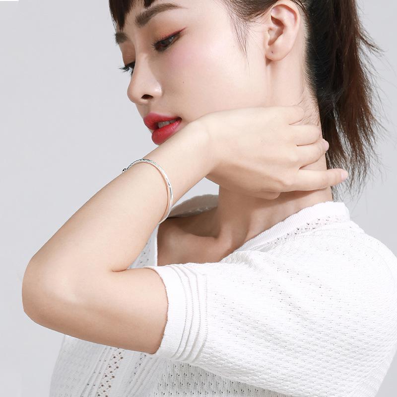 2025 New Style Women's 999 Sterling Silver Twisted Bead Bracelet - Thin, Versatile Gift for Girlfriend