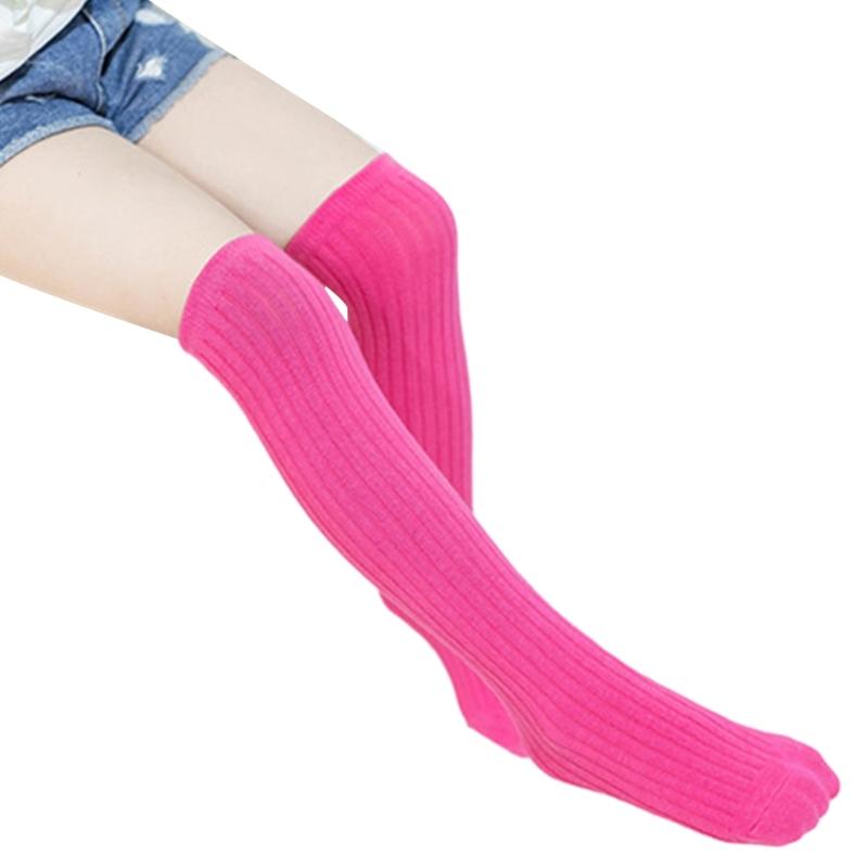 Breathable Cotton Hosiery Socks for Girls Toddler Candy Color Over The Knee Socks Terry Loop Socks for Autumn Spring