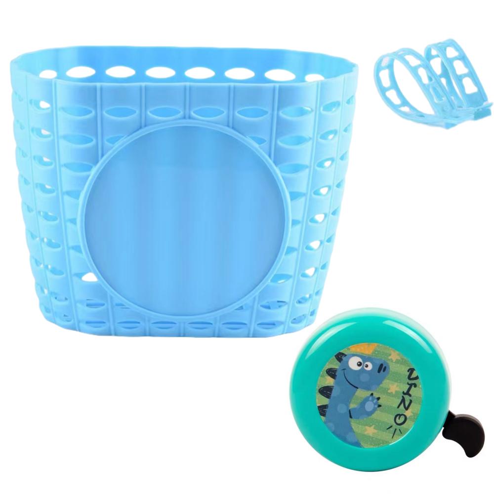 Kid Bike Accessories, Cartoon Metal Bicycle Bell with Waterproof Plastic Bicycle Basket, Bicycle Decoration Set for Girl Boy