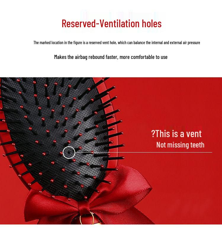 Mitgift der chinesischen Braut: Roter Luftkissen-Kamm-Set - Flauschiger Airbag, Ein Paar mit Geschenkbox für Hochzeiten