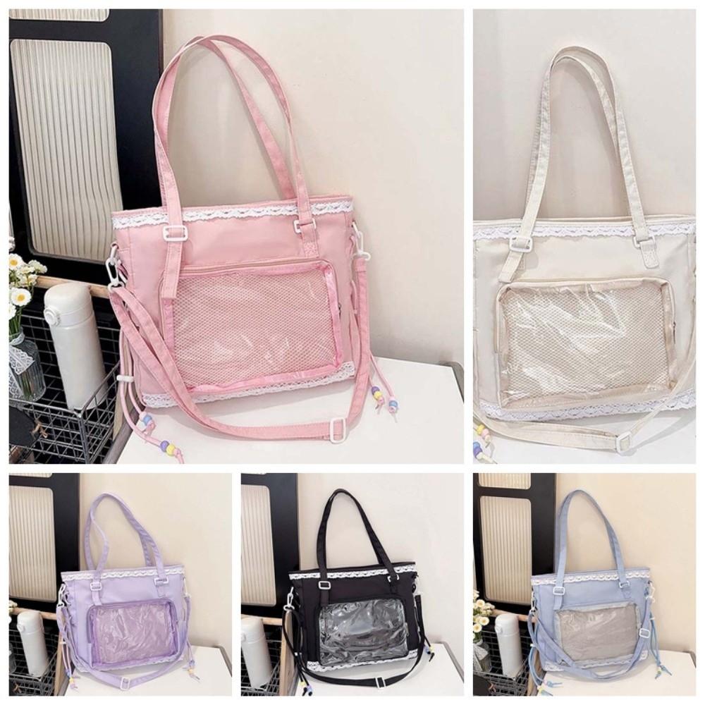 PVC Shoulder Ita Bag PU Leather Y2K Anime Display Bag Goth Transparent Handbag  School