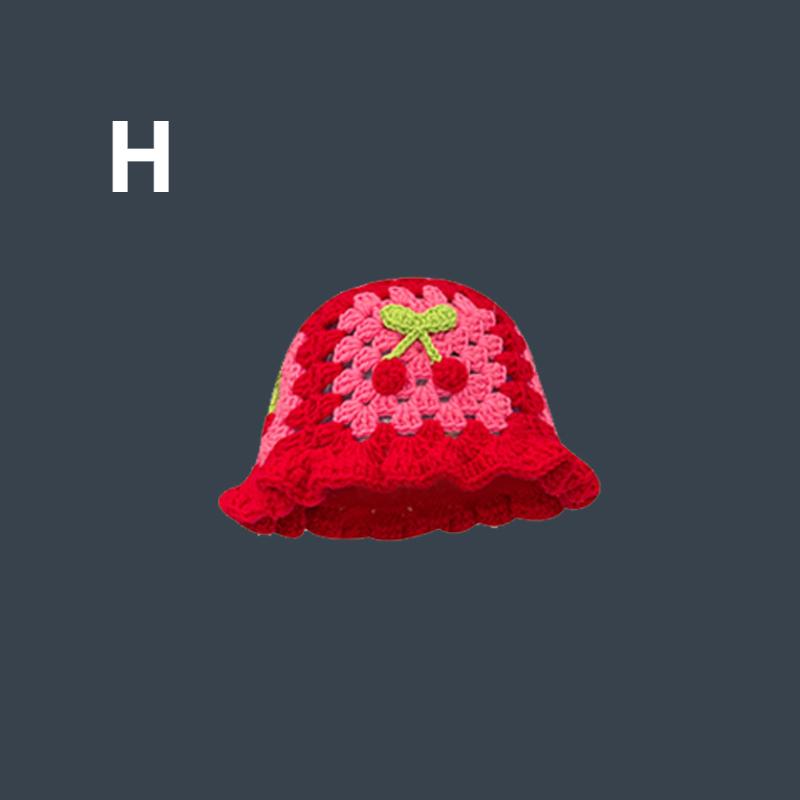 2023 Blumen Häkel Eimerhut Damen Frühling Sommer Handgestrickte Mützen INS Koreanisch Niedliche Mützen Panama Hut